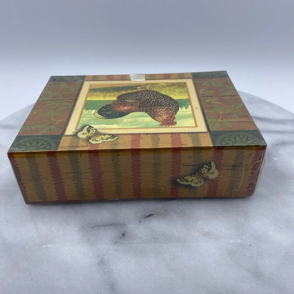 NEW Deborah Michel Folk Art Rooster Blank Notecards Keepsake Box Set of 20 Farm